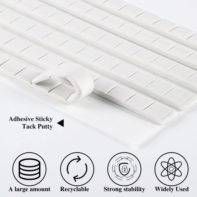 SUMAJU 408 Pcs Adhesive Sticky Tack Putty, Removable Putty Mounting Putty Reusable Wall Safe Tack Putty for Wall Hanging Pictures Poster Museum, Cleaning, Nail (White) - Image 3